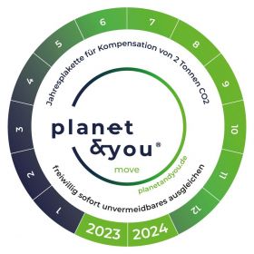 Plakette: Planet & You CO2 Kompensation für Elektro/Hybrid Auto