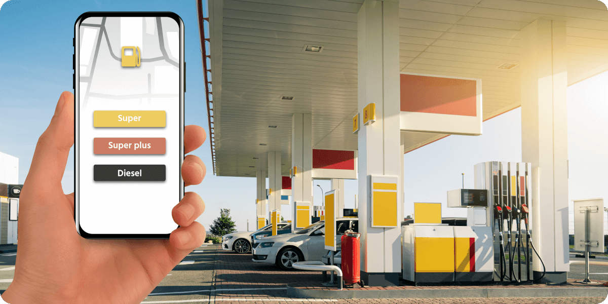 Tankapp vor Tankstelle