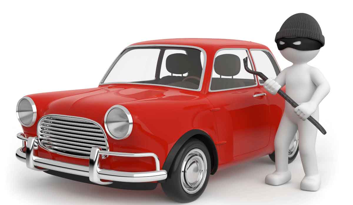 Symbolbild Autodieb mit rotem Auto